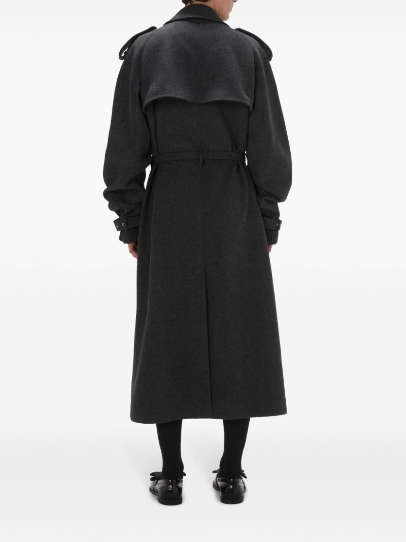Grey Double-breasted Wool Trench Coat
