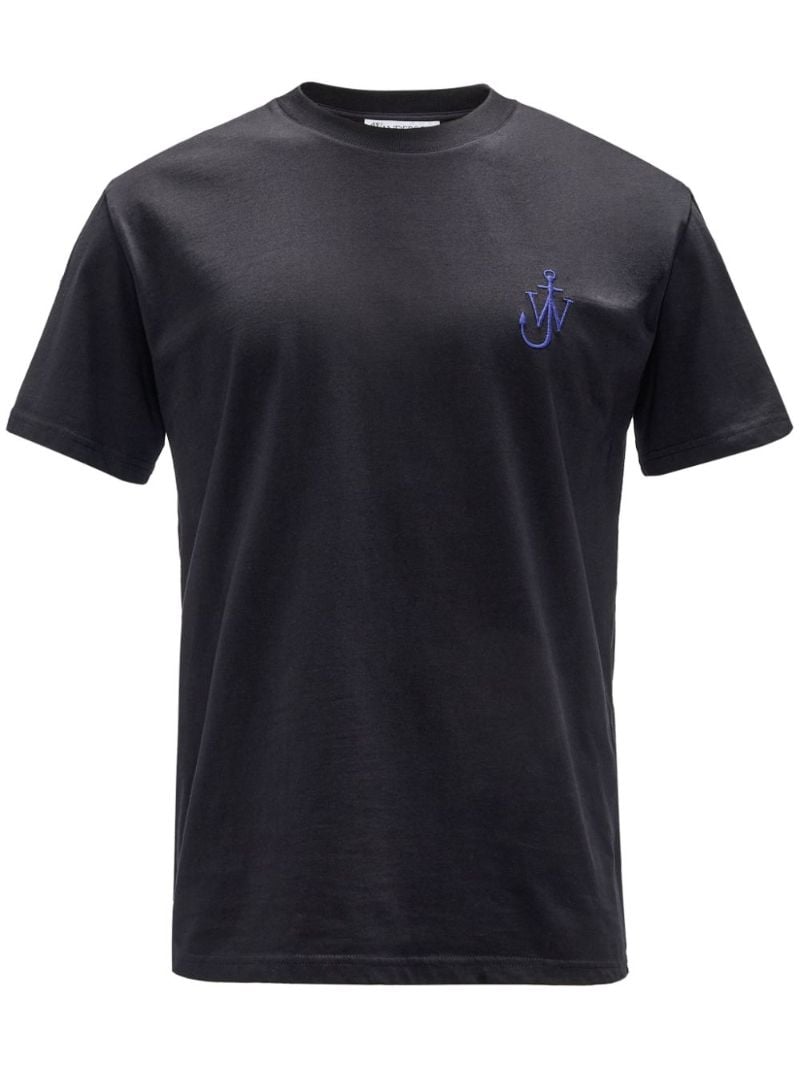 Black Anchor-embroidery Organic Cotton T-shirt