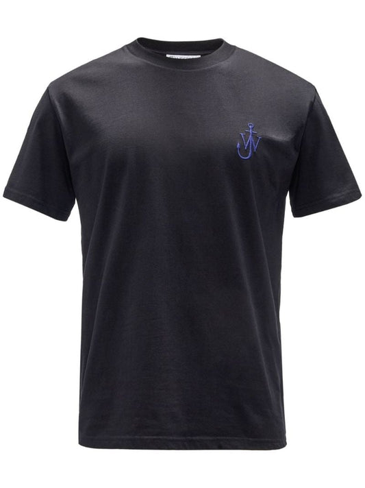 Black Anchor-embroidery Organic Cotton T-shirt