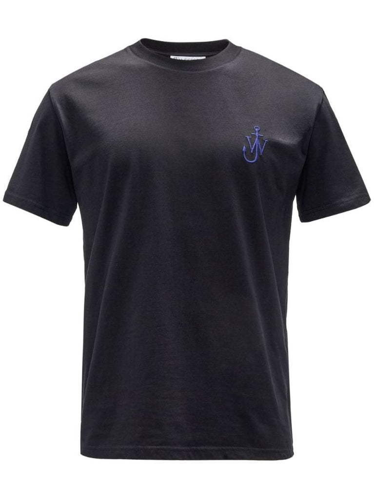 Black Anchor-embroidery Organic Cotton T-shirt