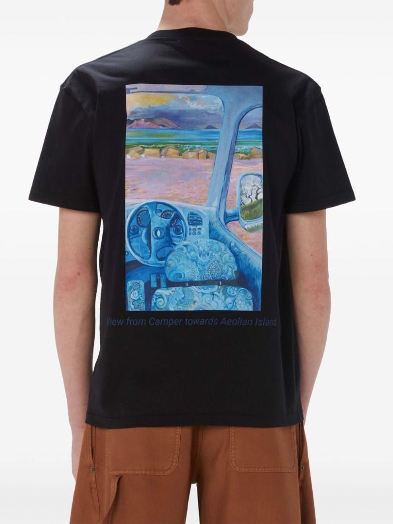 Black Anchor-embroidery Organic Cotton T-shirt
