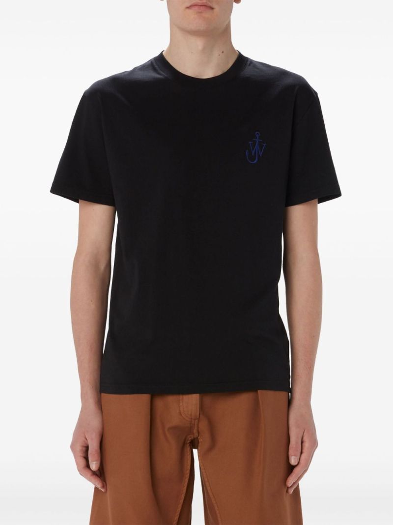 Black Anchor-embroidery Organic Cotton T-shirt