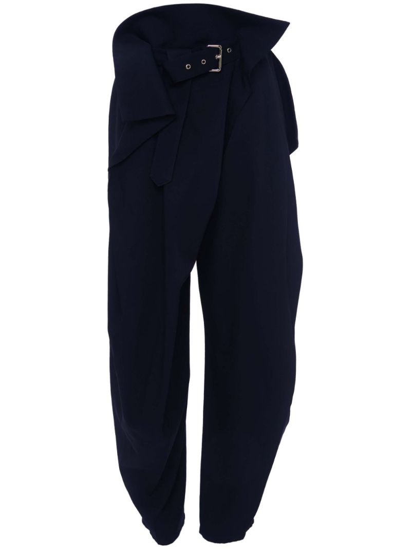Black Fold Over Wool Trousers