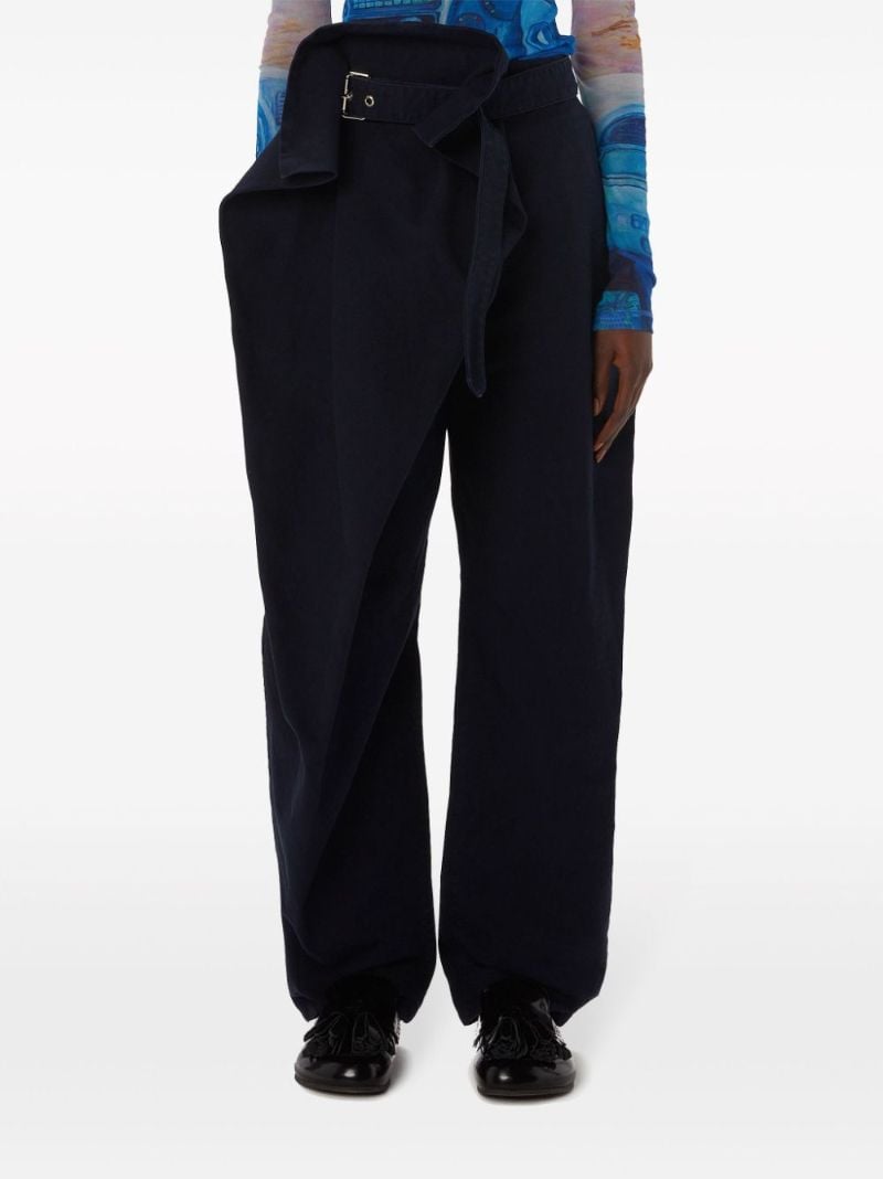 Black Fold Over Wool Trousers