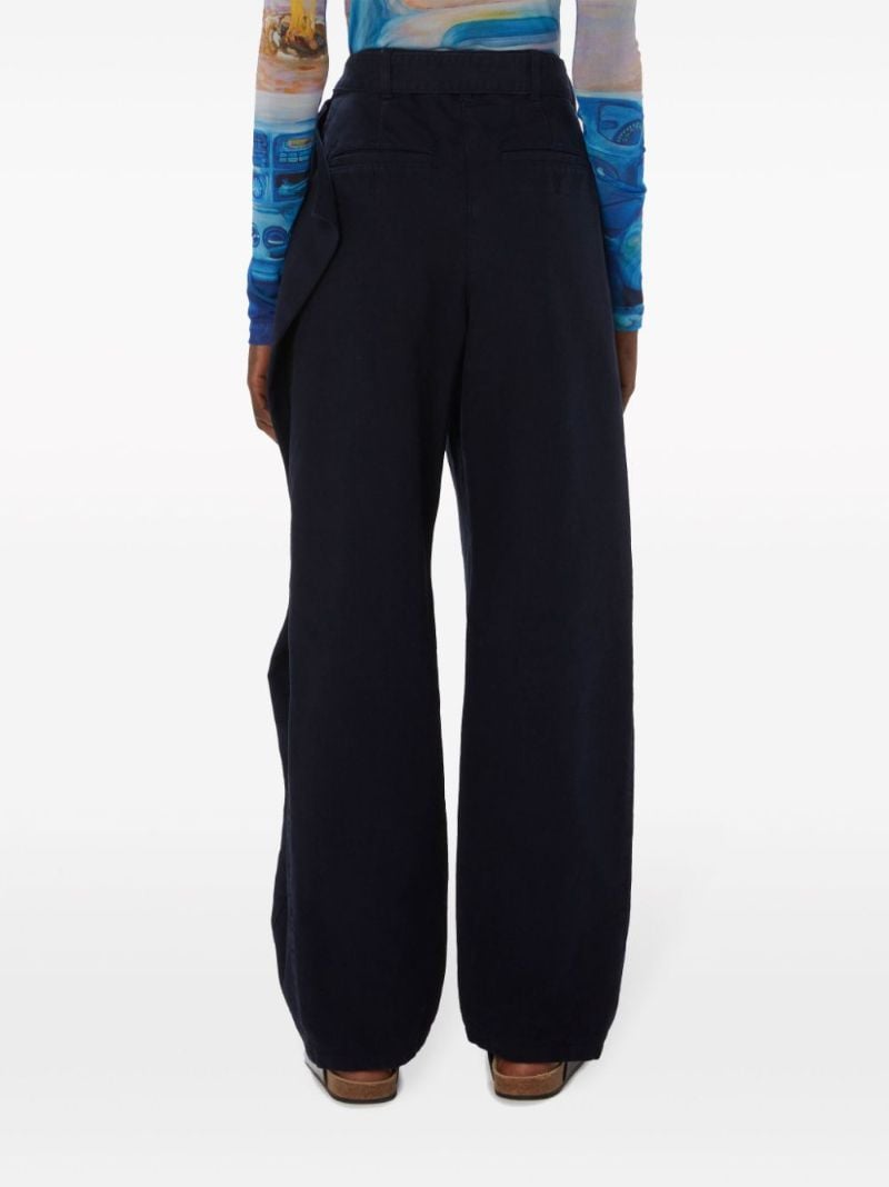 Black Fold Over Wool Trousers