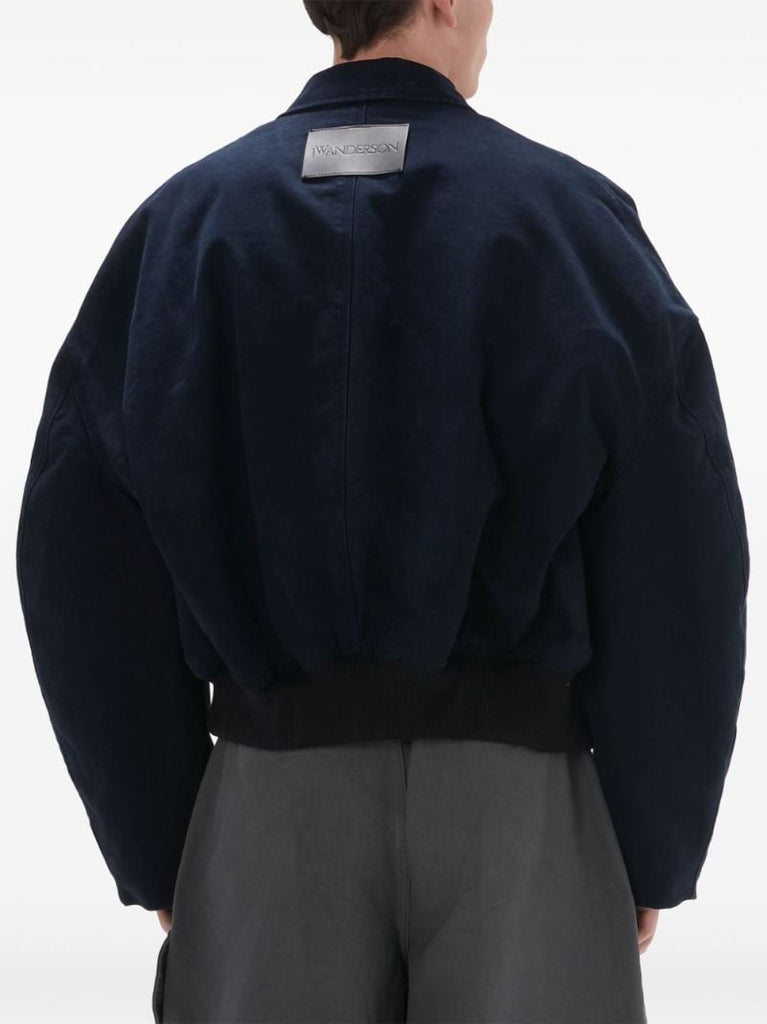 Blue Cropped Organic Cotton Shirt Jacket