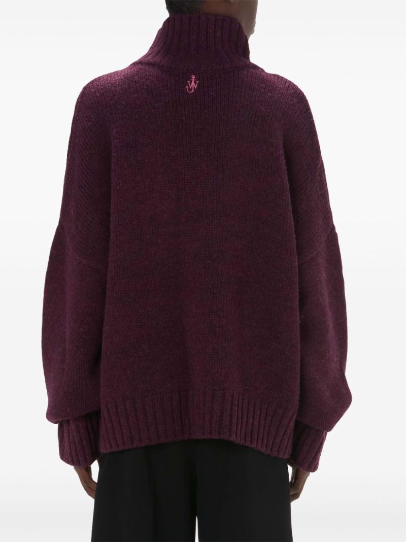 Purple Contrast Pocket Sweater