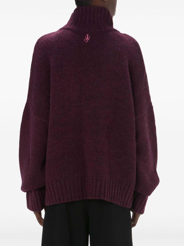 Purple Contrast Pocket Sweater