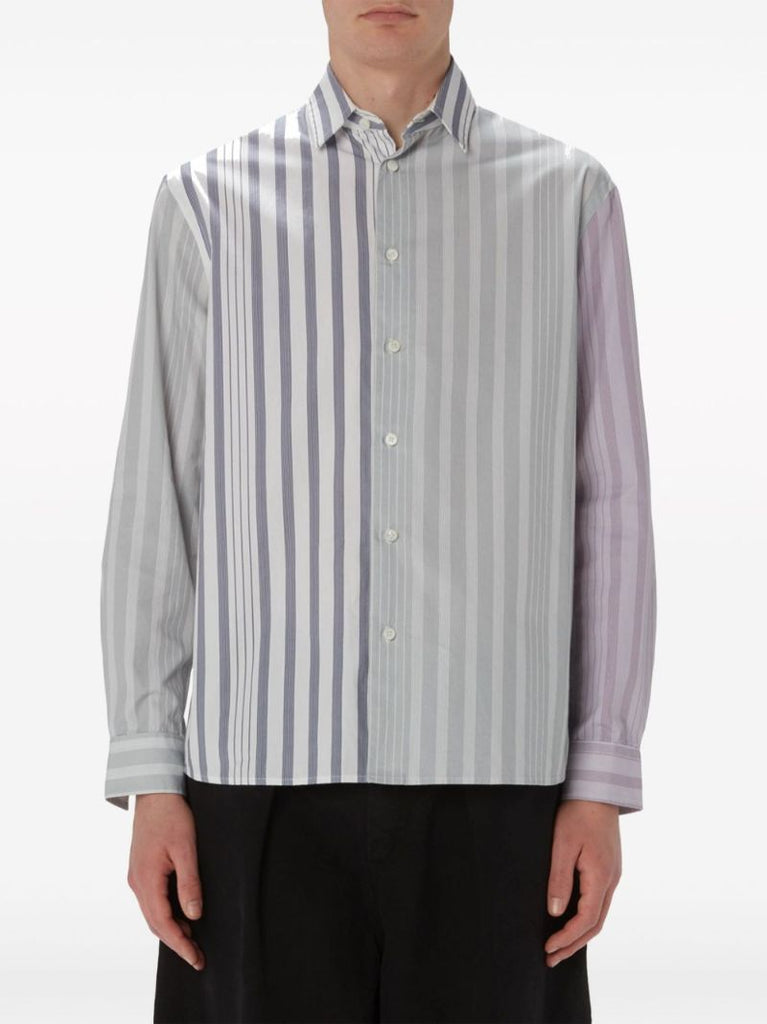 Grey Striped Cotton Shirt