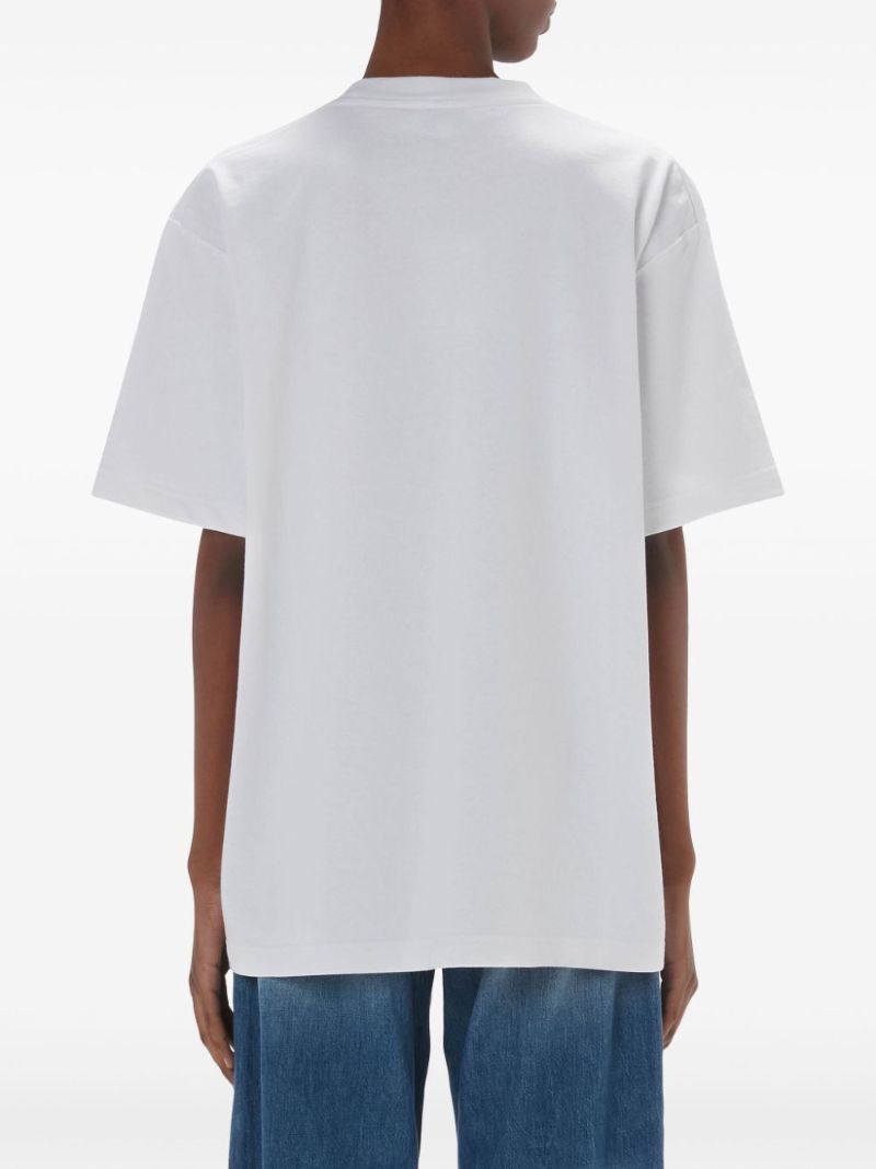 White Puffin-embroidered Organic Cotton T-shirt