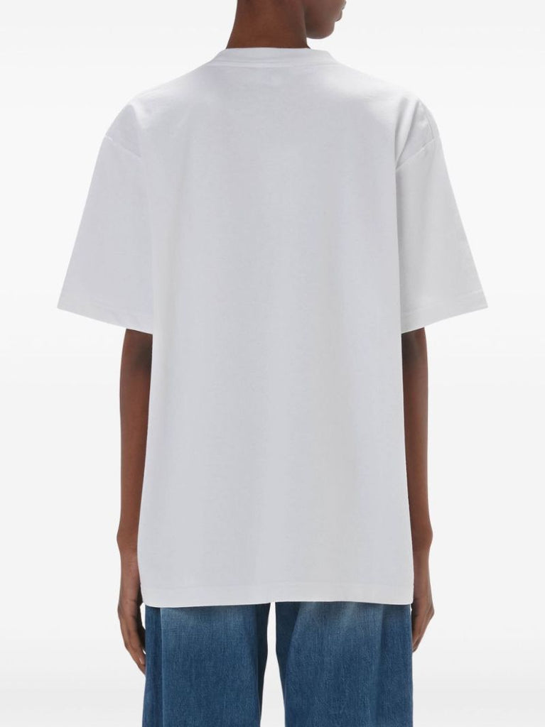 White Puffin-embroidered Organic Cotton T-shirt