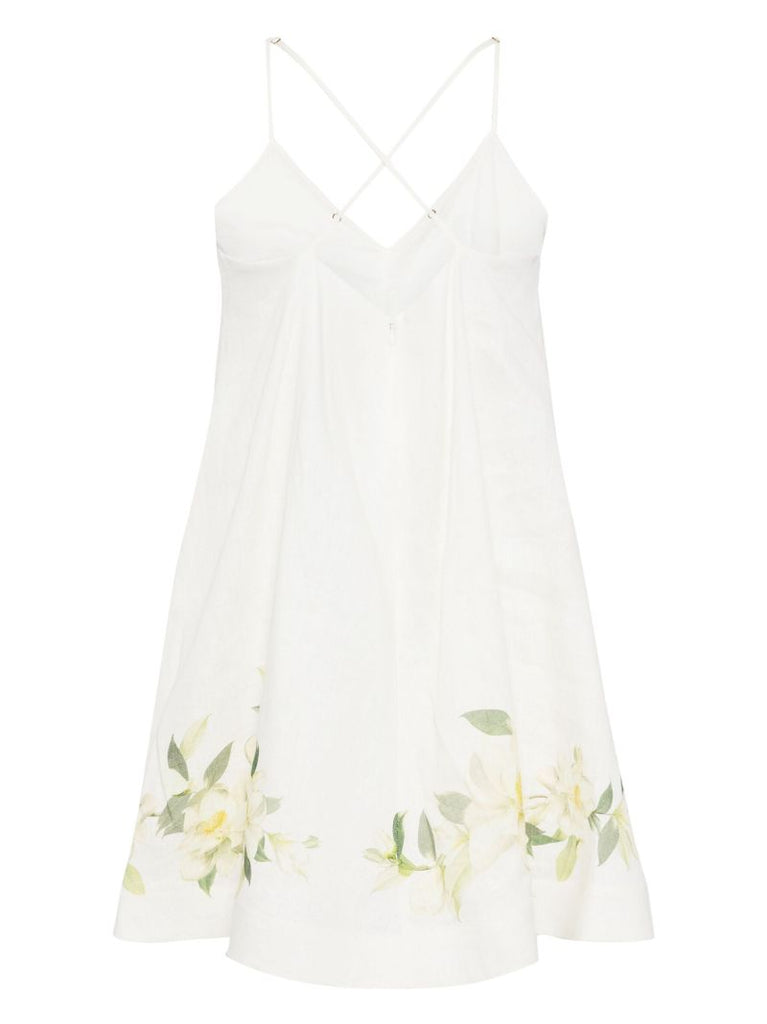 White Harmony Swing Linen Mini Dress