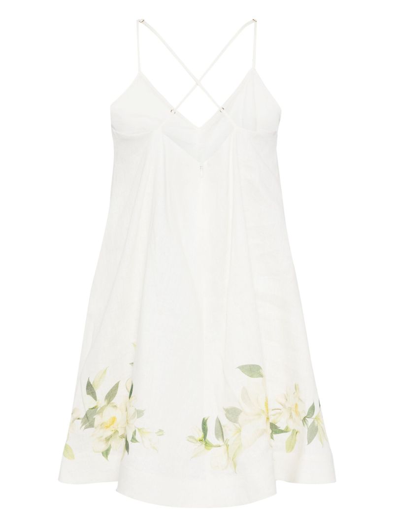 White Harmony Swing Linen Mini Dress