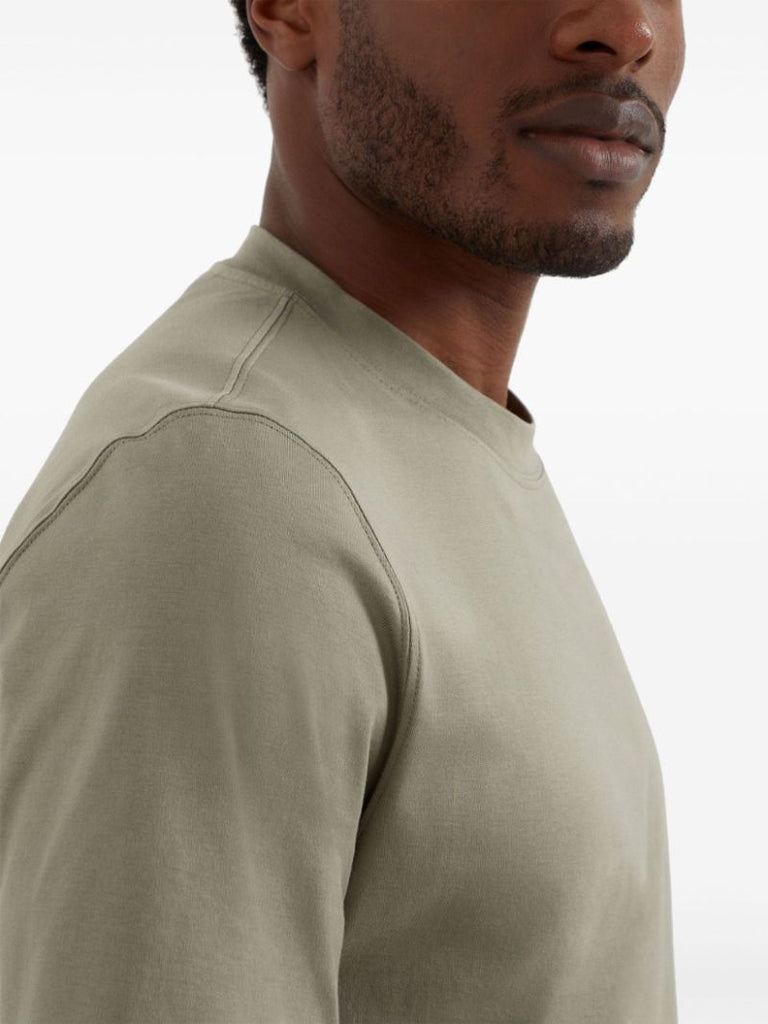 Green Logo-embroidered Cotton T-shirt