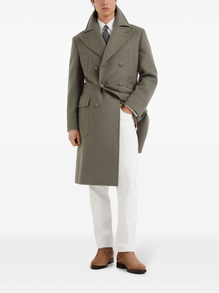 Green Double-breasted Wool Coat
