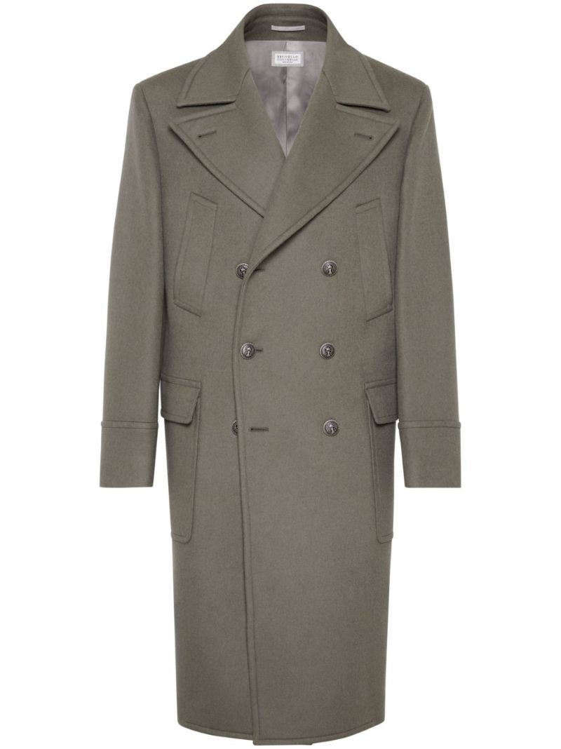Green Double-breasted Wool Coat