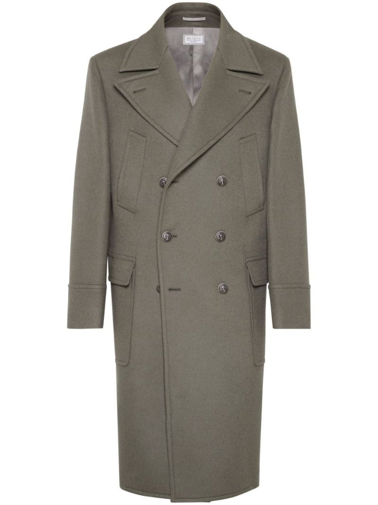 Green Double-breasted Wool Coat