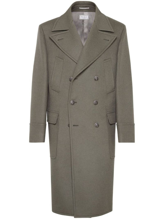 Green Double-breasted Wool Coat