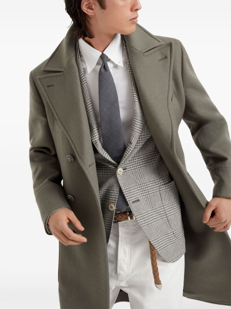 Green Double-breasted Wool Coat