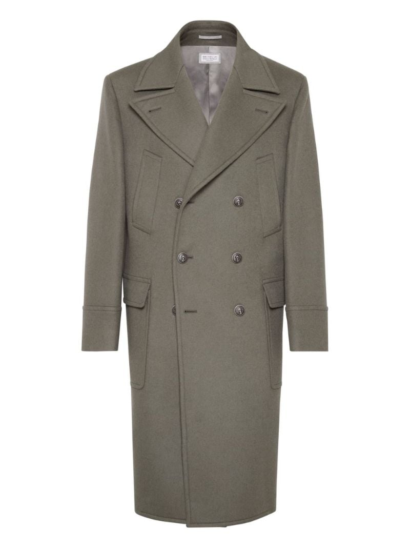 Green Double-breasted Wool Coat