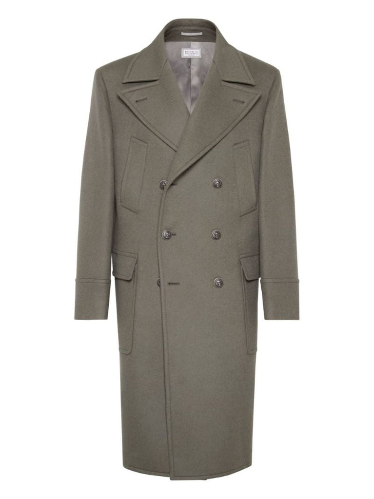 Green Double-breasted Wool Coat