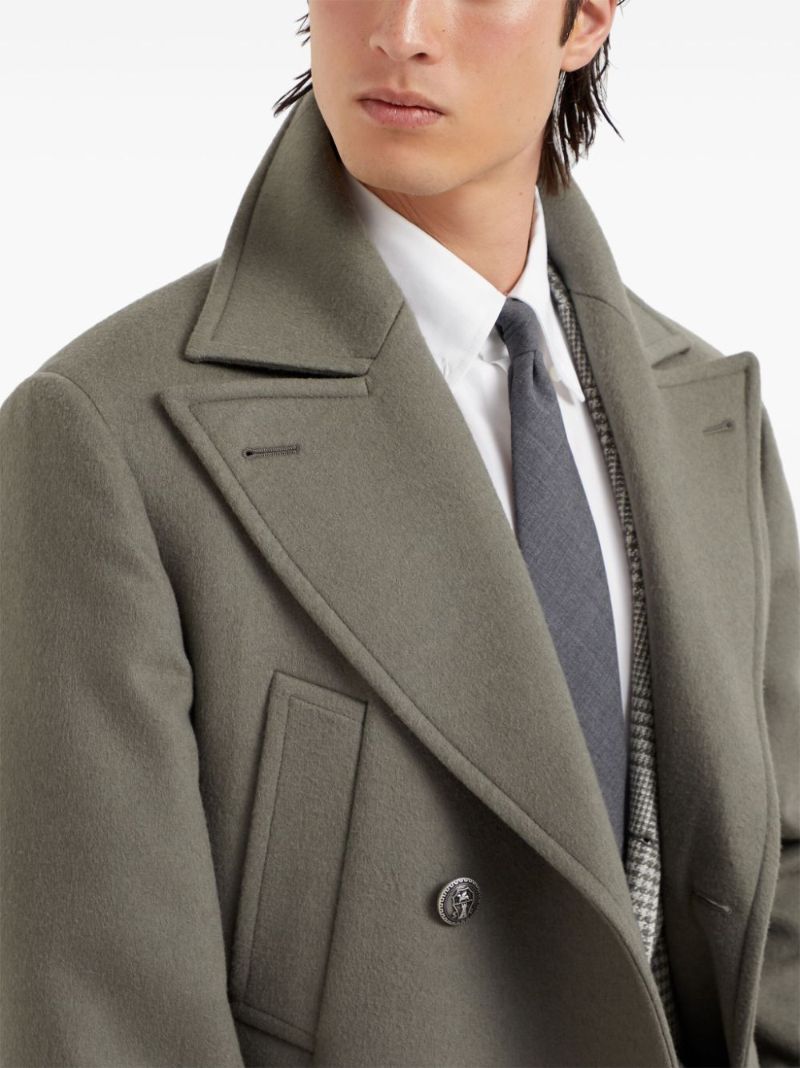 Green Double-breasted Wool Coat