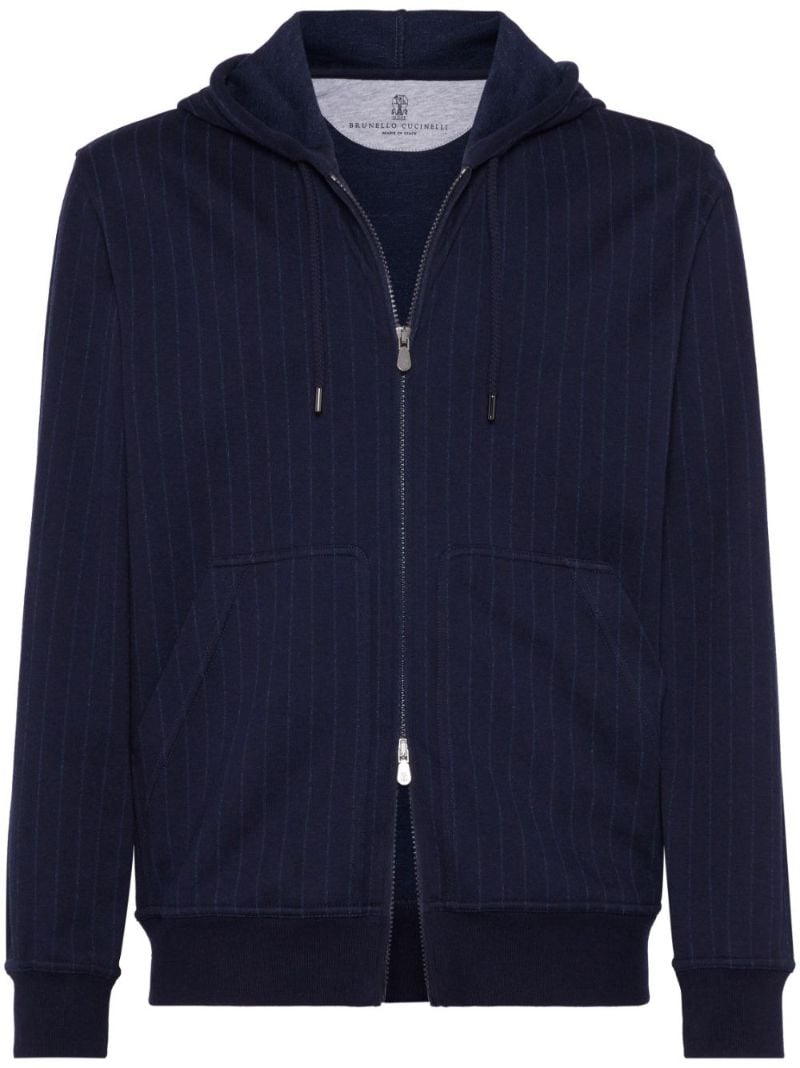 Blue Striped Zip-up Hoodie