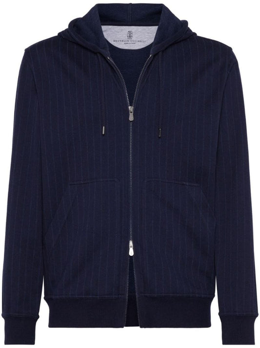 Blue Striped Zip-up Hoodie