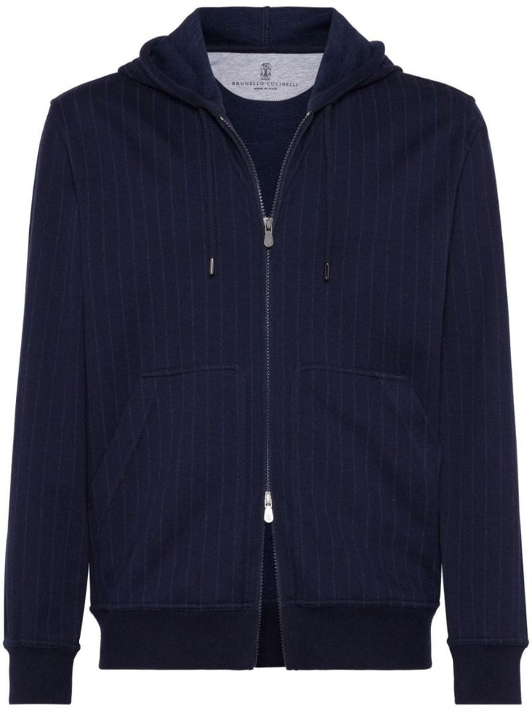 Blue Striped Zip-up Hoodie