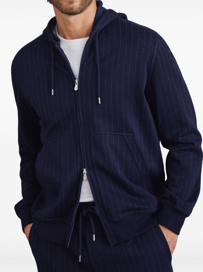 Blue Striped Zip-up Hoodie
