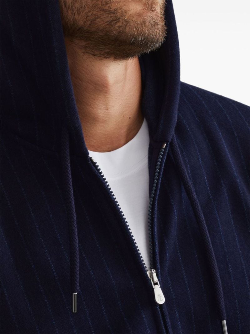 Blue Striped Zip-up Hoodie