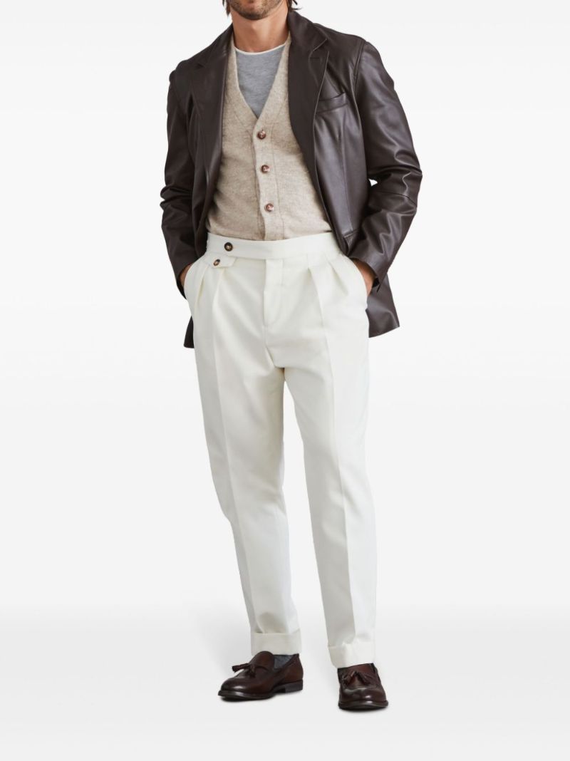 Brown Single-breasted Leather Blazer