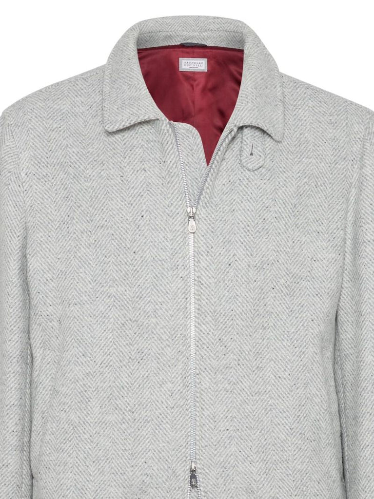 Grey Houndstooth Wool Jacket
