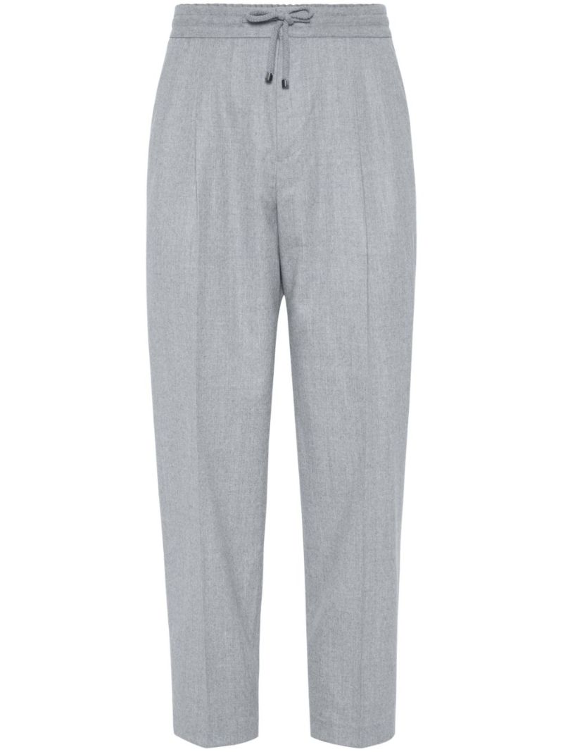 Grey Drawstring Wool Track Pants