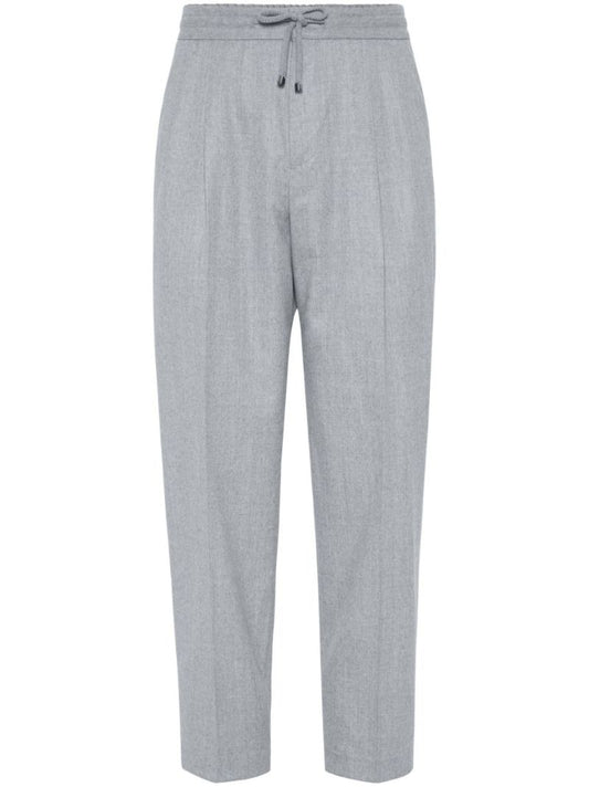 Grey Drawstring Wool Track Pants