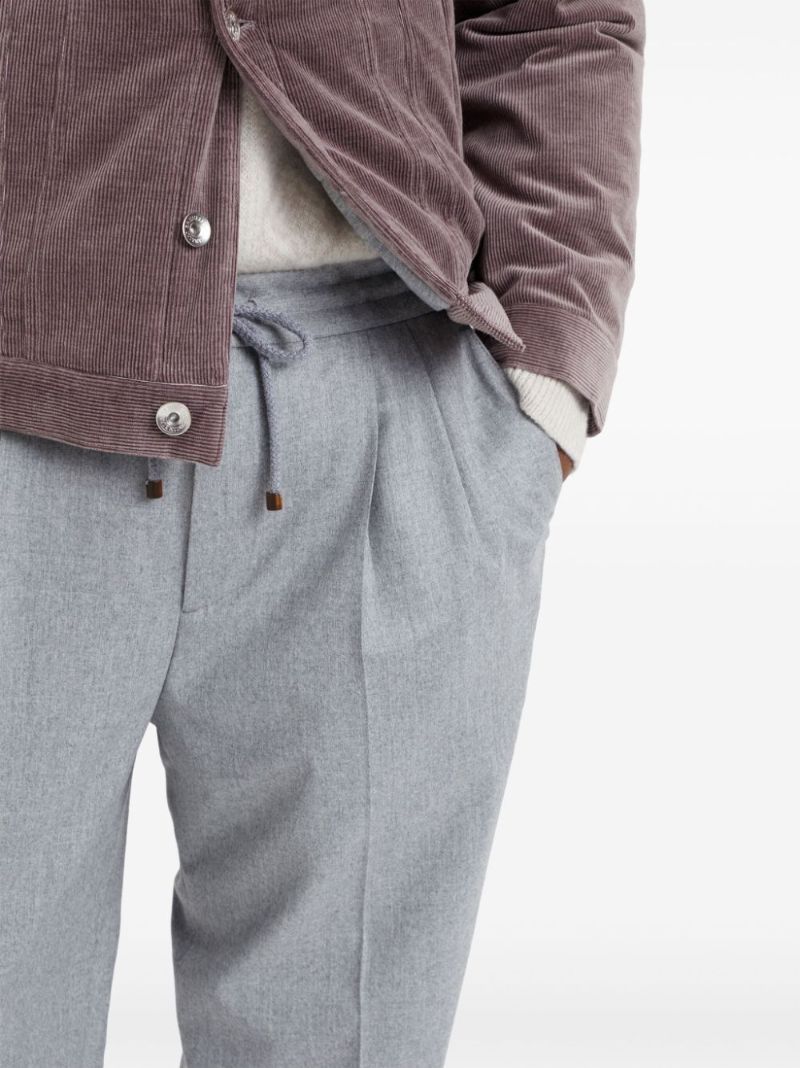 Grey Drawstring Wool Track Pants