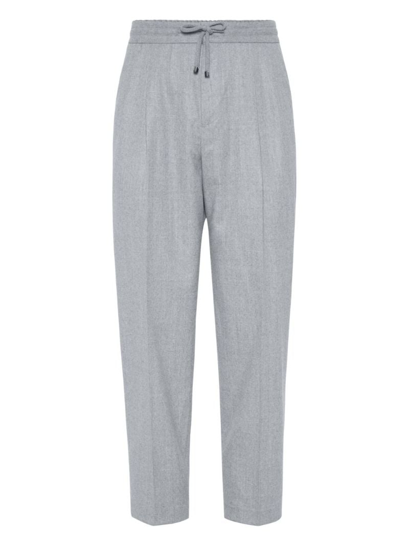 Grey Drawstring Wool Track Pants