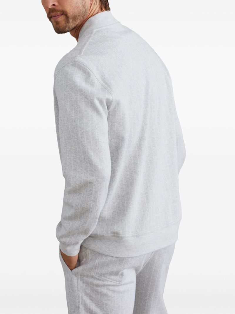 Grey Striped Zip-up Cardigan
