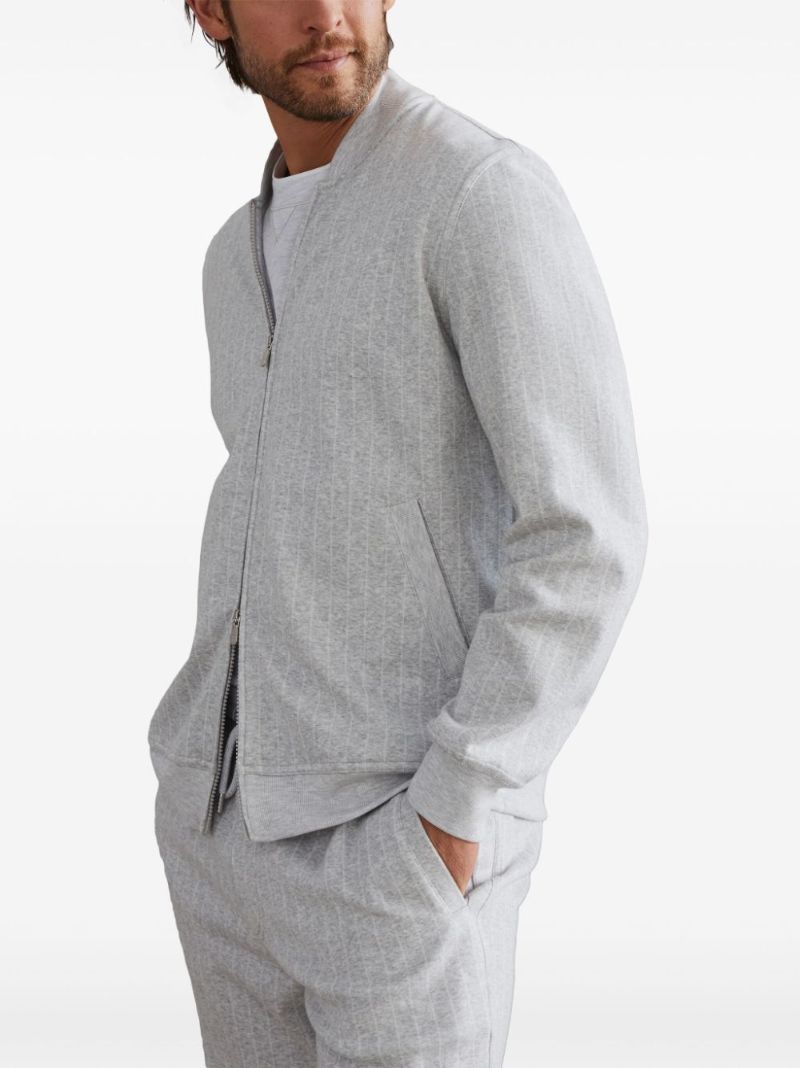 Grey Striped Zip-up Cardigan
