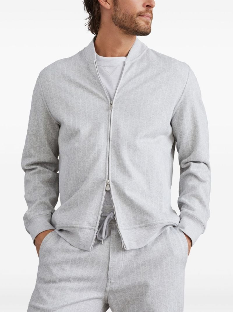Grey Striped Zip-up Cardigan