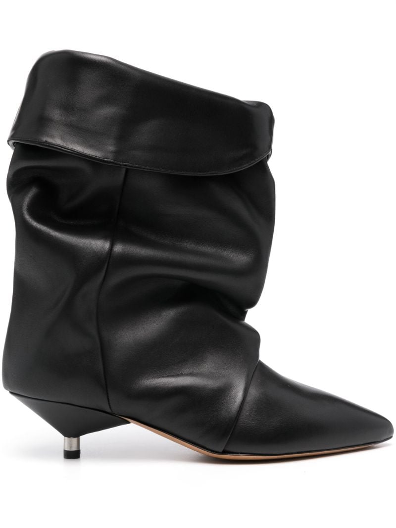 Black Slouched Leather Boots