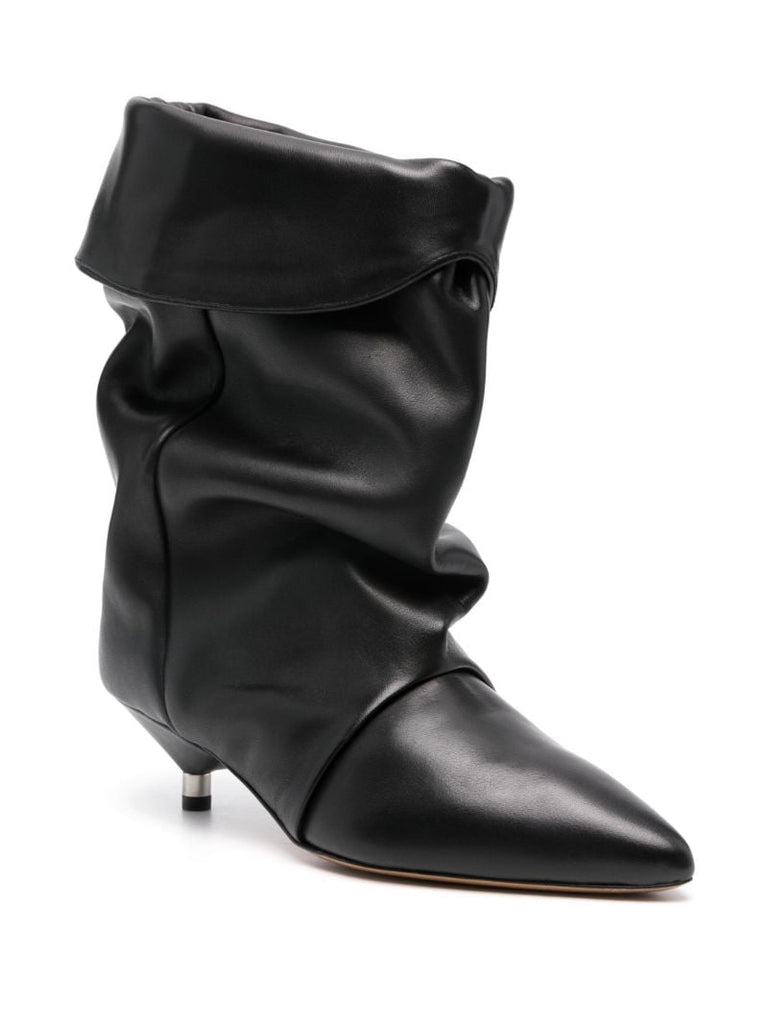 Black Slouched Leather Boots