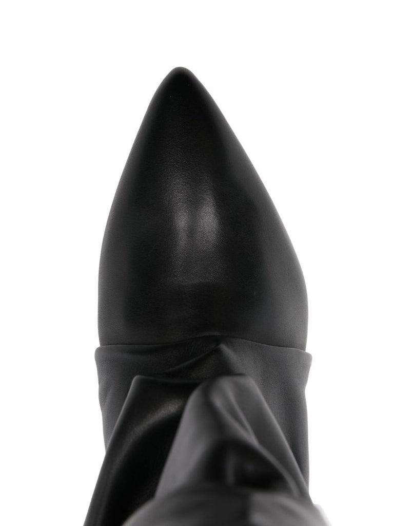 Black Slouched Leather Boots
