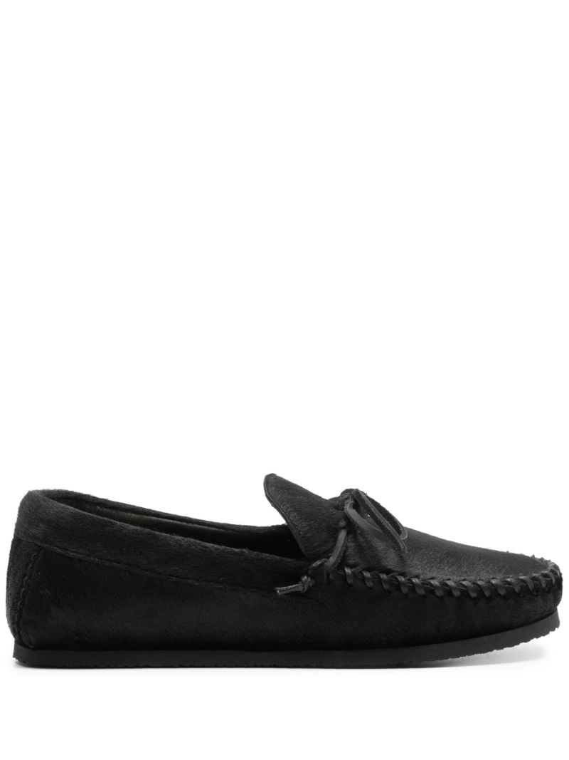 Black Bow-embellished Hair Loafers