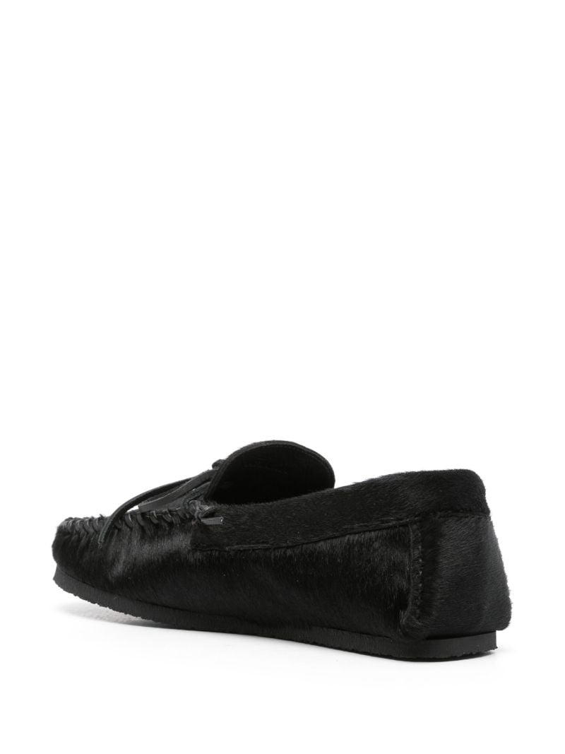 Black Bow-embellished Hair Loafers