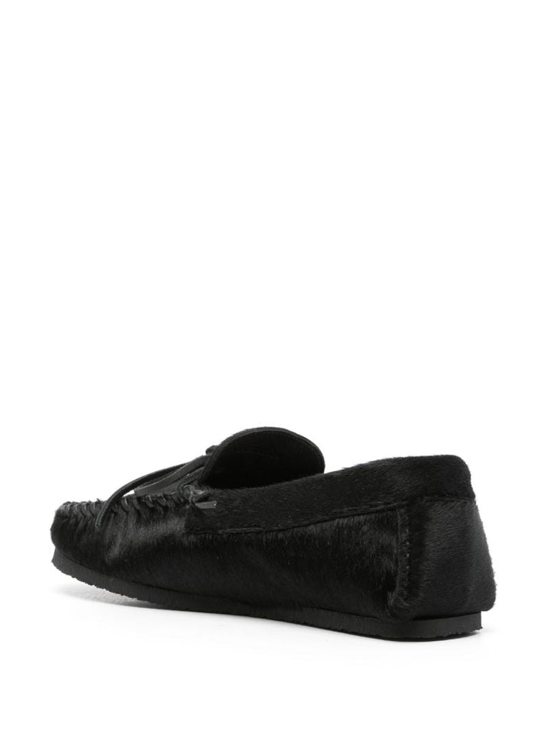 Black Bow-embellished Hair Loafers