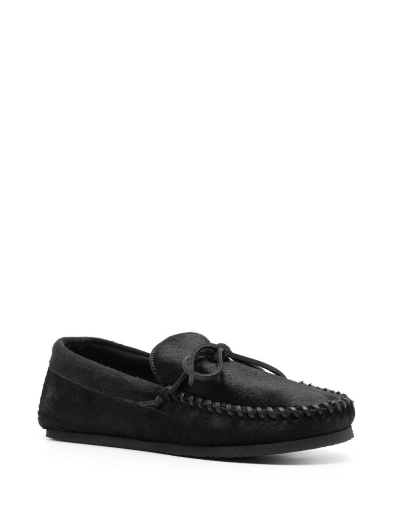Black Bow-embellished Hair Loafers