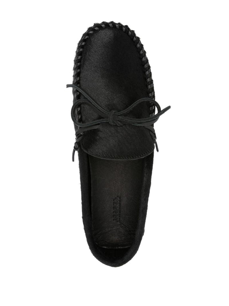 Black Bow-embellished Hair Loafers
