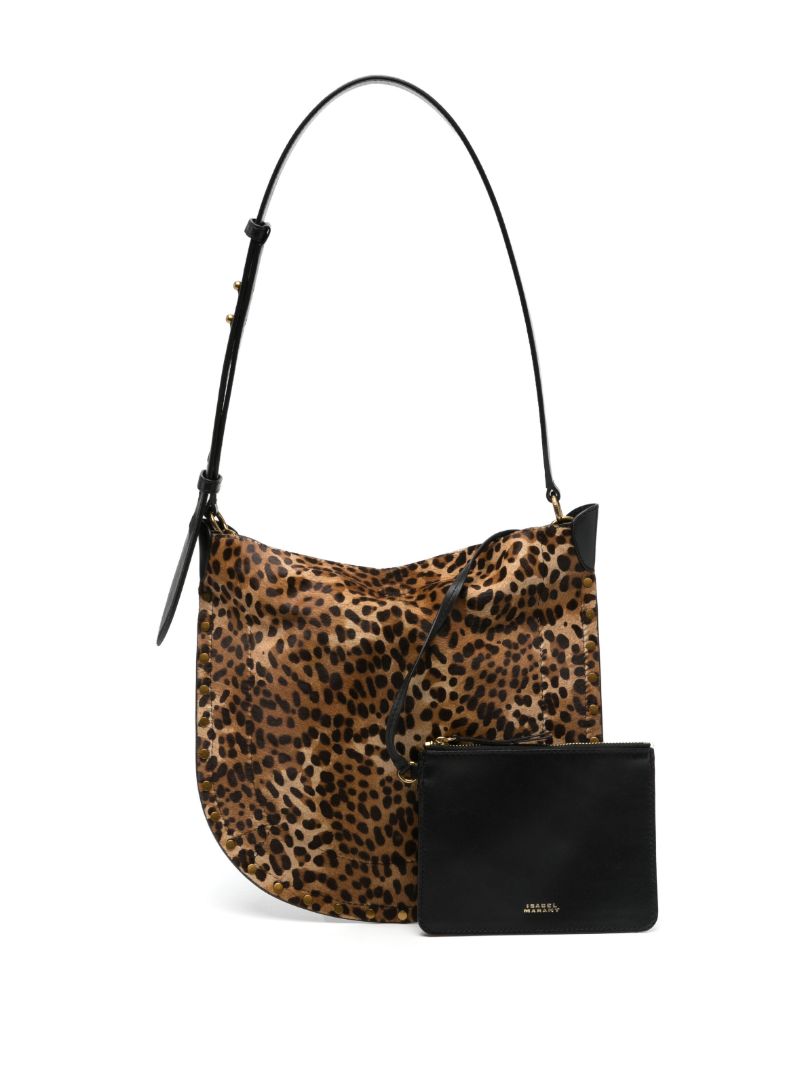 Brown Oskan Leopard-print Shoulder Bag