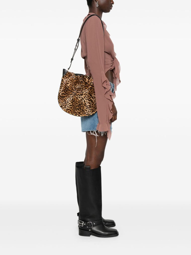 Brown Oskan Leopard-print Shoulder Bag